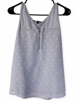 Express Light Gray Polka Dot Sleeveless Camisole with Front Zip